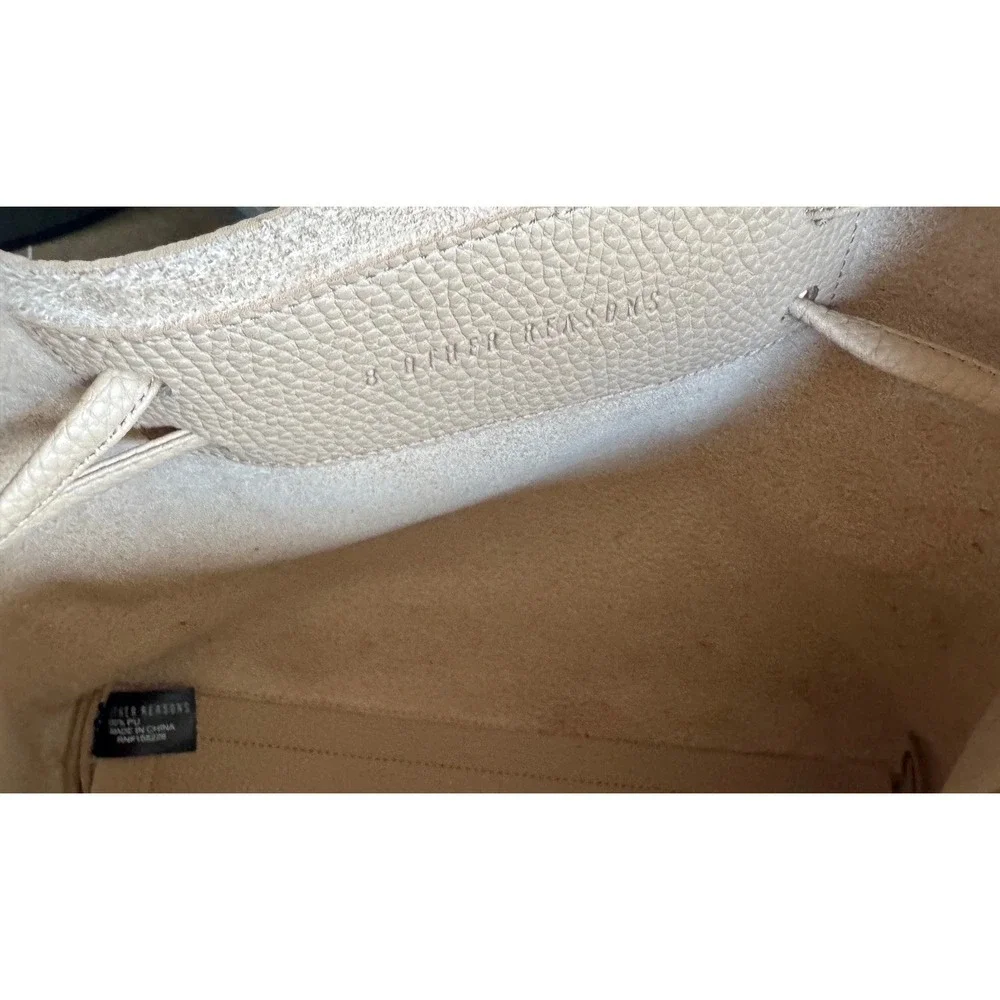 8 Other Reasons Pebbled Leather Shoulder Bag Beige Tan Minimalist Hobo Tote